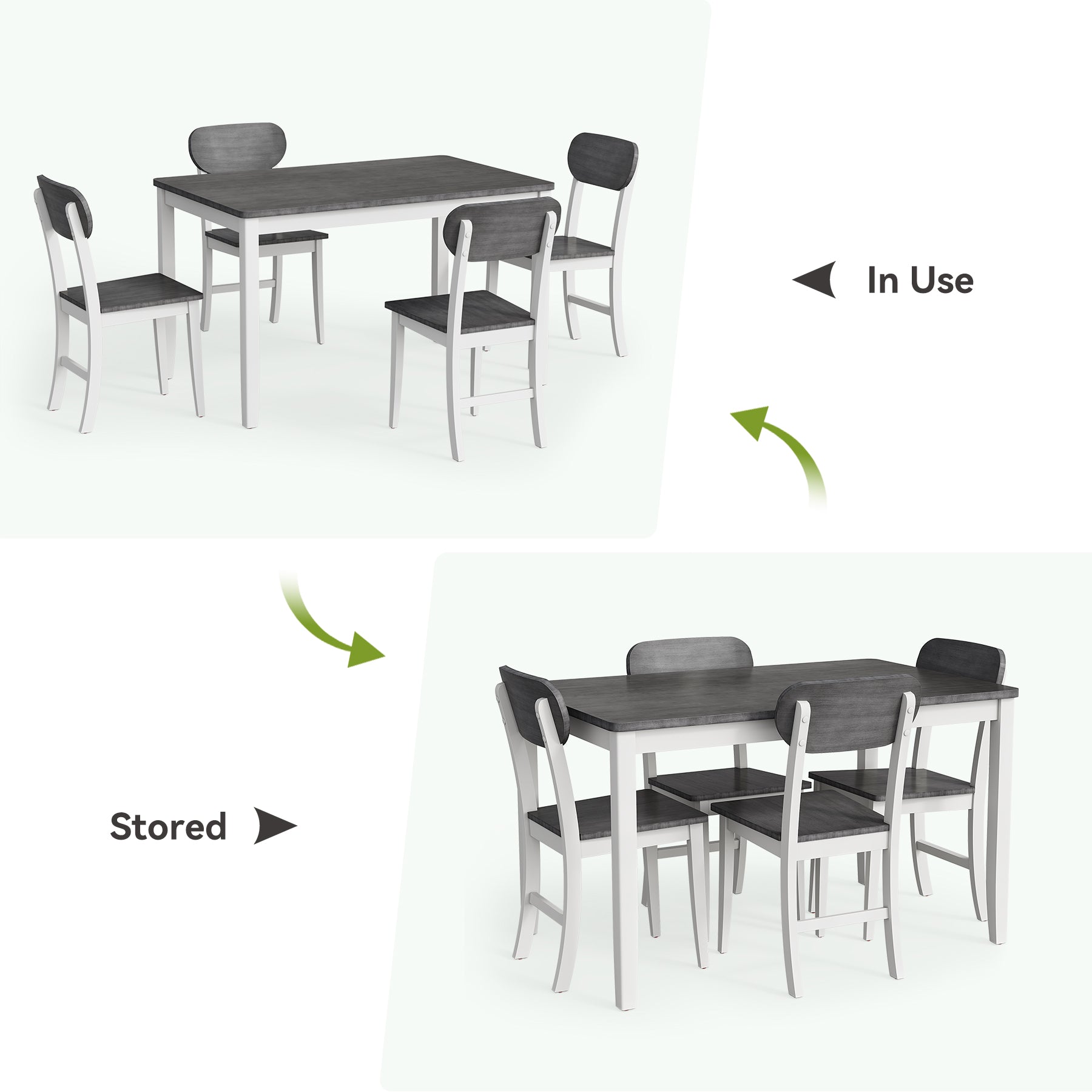 5-Piece Dining Table with Chairs Set for 4